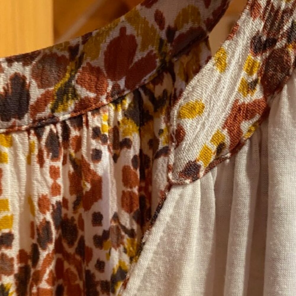 Garnet Hill Cream, Brown and Yellow Patterned Sleeveless Dress - Picture 11 of 14